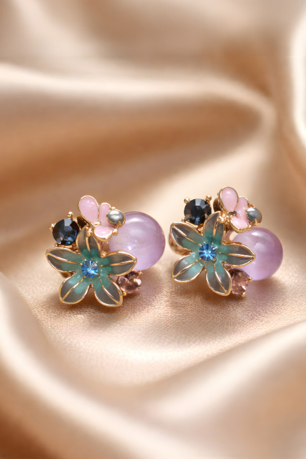 Women's Earrings Flower, Butterfly Zircon Gemstone Quality