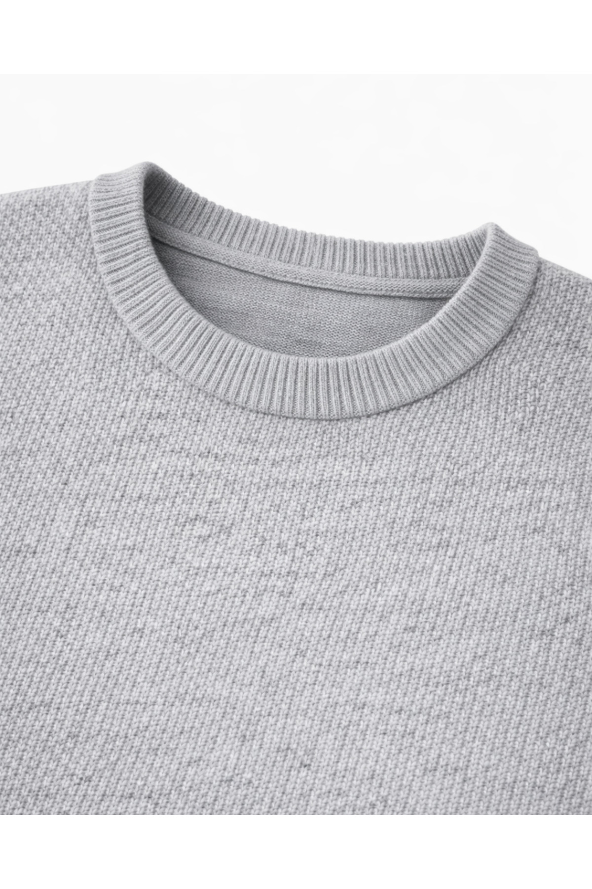 BattalModa Erkek Büyük Beden Gri Bisiklet Yaka Triko Kazak 5XL-6XL-7XL-8XL görsel 2