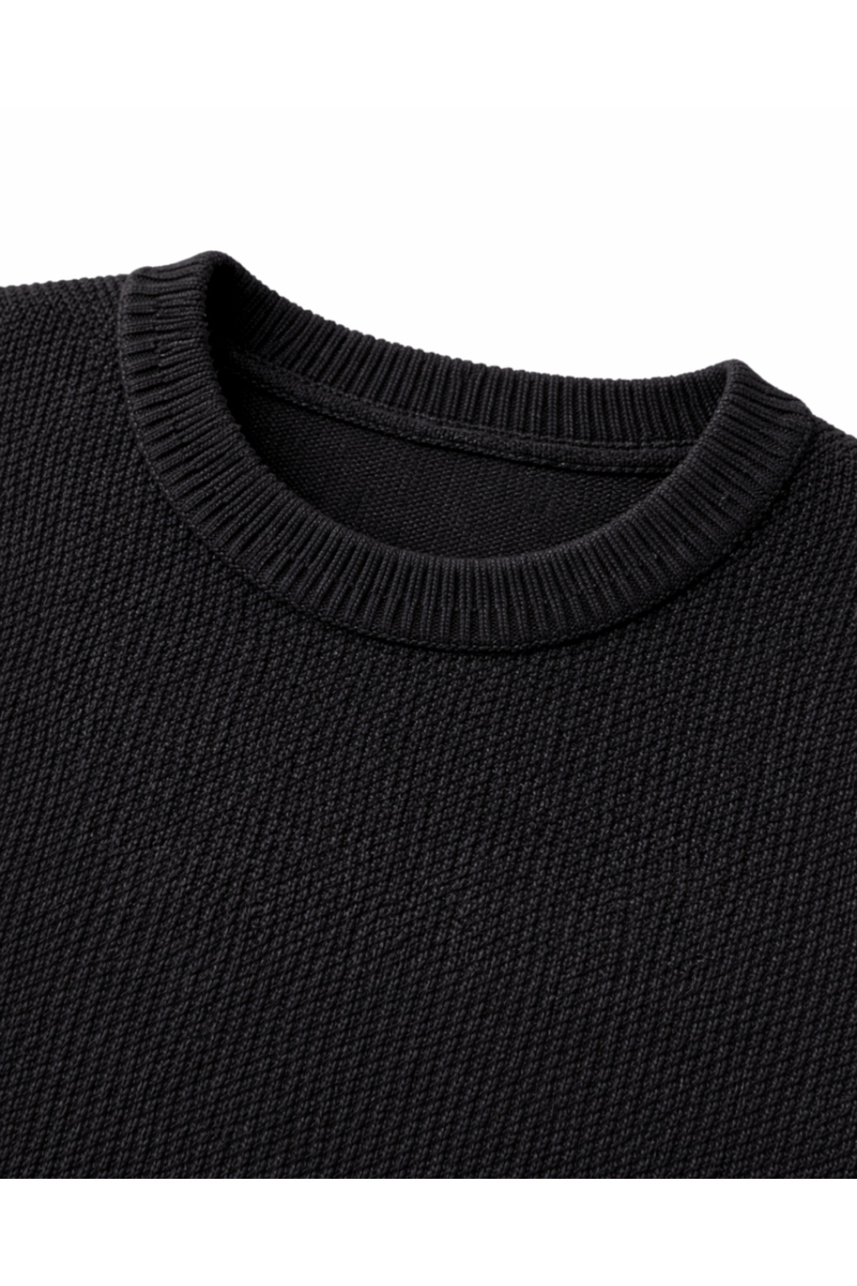 BattalModa Erkek Büyük Beden Siyah Bisiklet Yaka Triko Kazak 5XL-6XL-7XL-8XL görsel 2