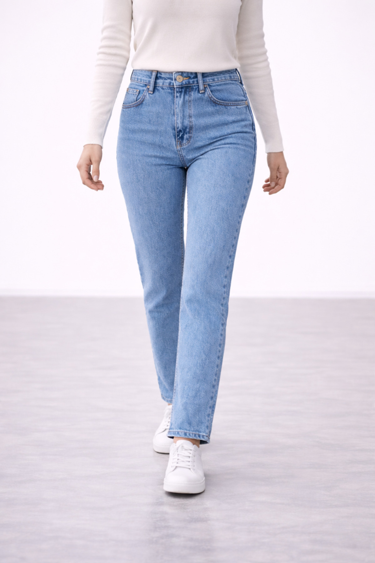 TRUEJNS  Talia Kadın Kar Mavi Yüksek Bel Likralı Trend Mom Jean - Görsel 5