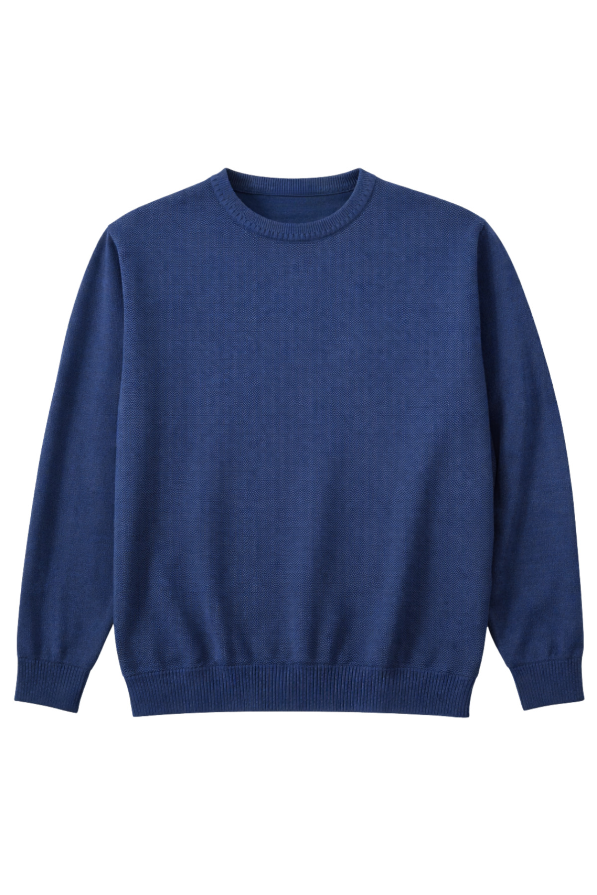 BattalModa Erkek Büyük Beden İndigo Bisiklet Yaka Triko Kazak 5XL-6XL-7XL-8XL görsel 4