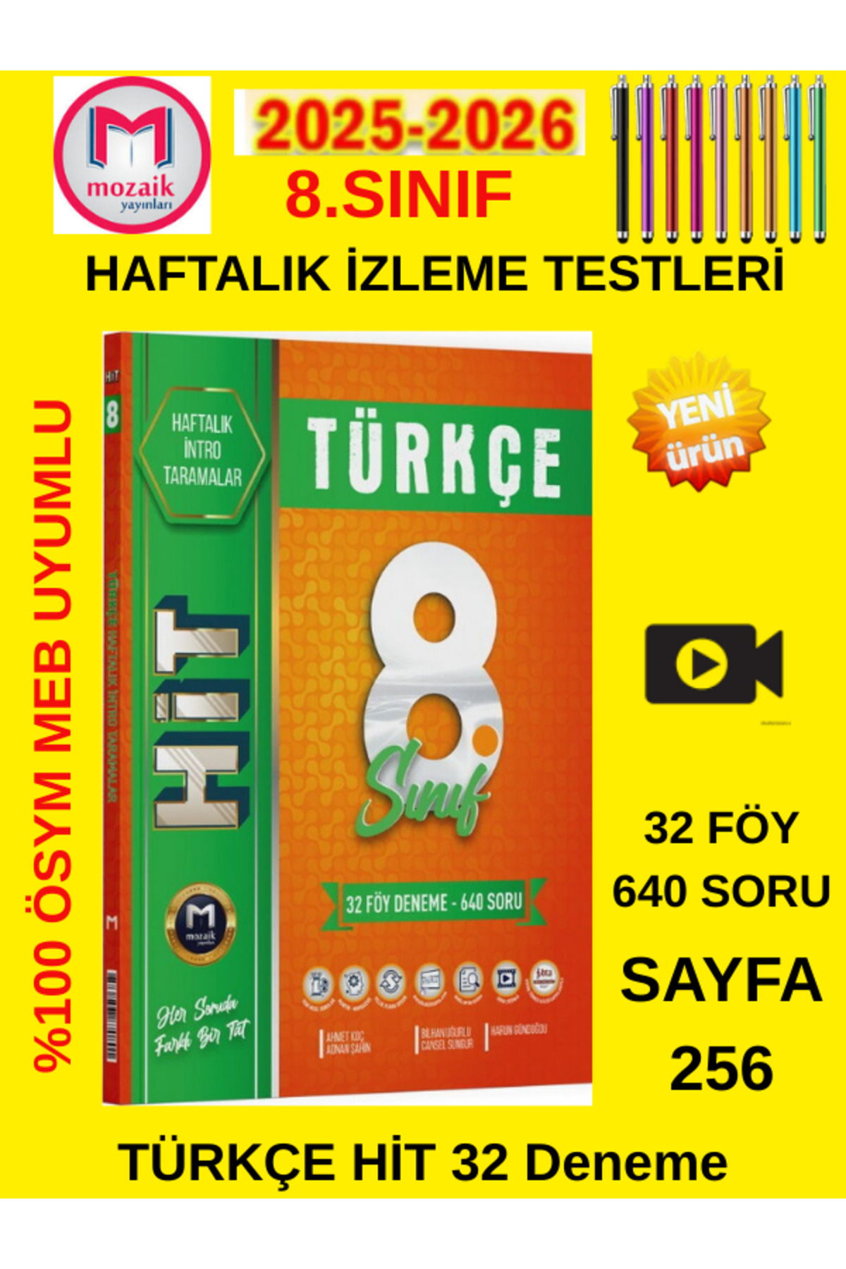 Mozaik Yayınları 2025-2026 8.SINIF Türkçe HİT Haftalık İzleme