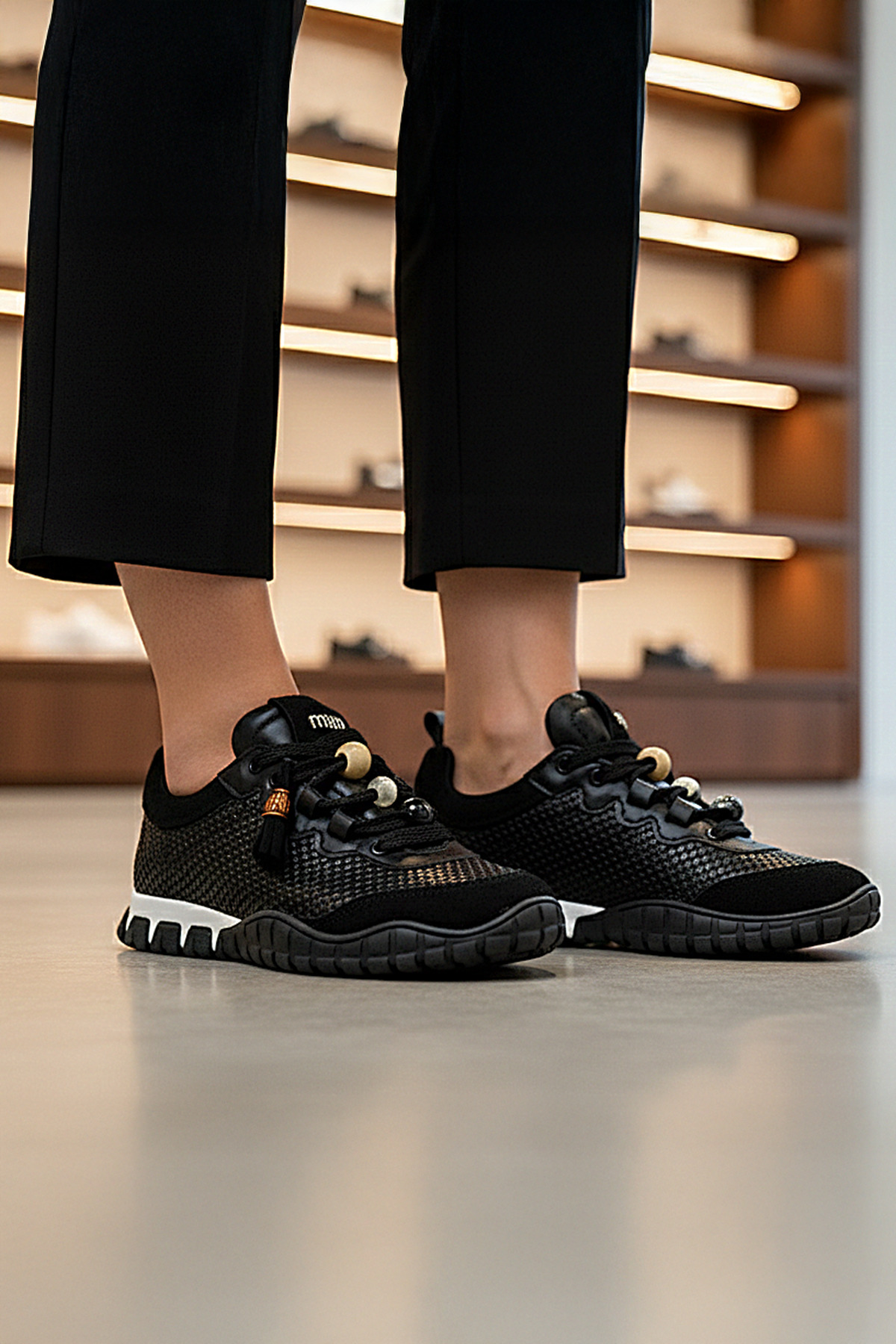 Tokyo - 193-1 Women's Wicker Sneaker Suede Detailed Beaded Calla