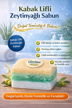 Güzeldost Kabak Lifli Zeytinyağlı Sabun – Doğal Peeling Etkili Arındırıcı Bakım