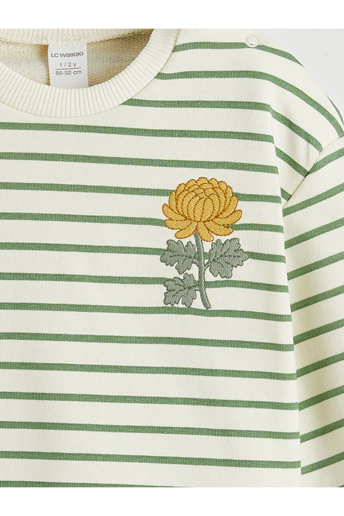 LC Waikiki Meral Collection Ekru Bisiklet Yaka Çiçek Nakışlı Kız Bebek Sweatshirt fotoğrafı 4 (önizleme)