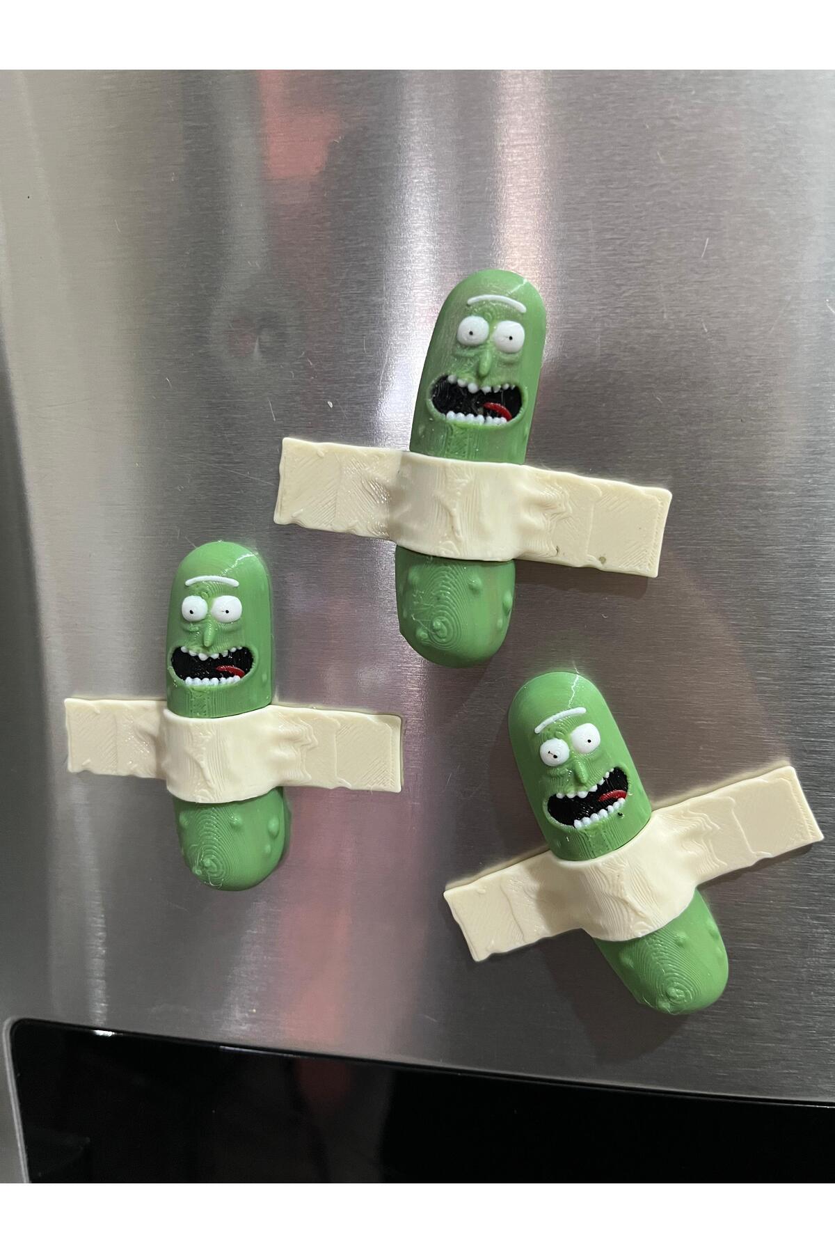 Pickle Rick and Morty Pickle Figure Set - 3-Piece Double-Sided Tape - Wardrobe and Fridge Ornament