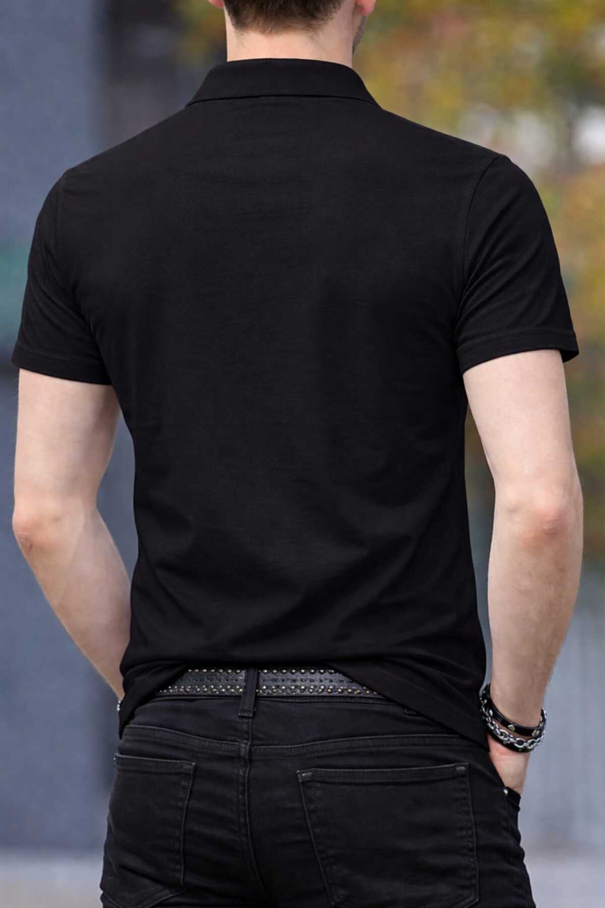 LG LAGULER  Düz Polo Yaka Detaylı Likrali Esnek Tişört, Bahar ve Yaz İçin Rahat Kısa Kollu Üst, Erkek Giyim - Görsel 2