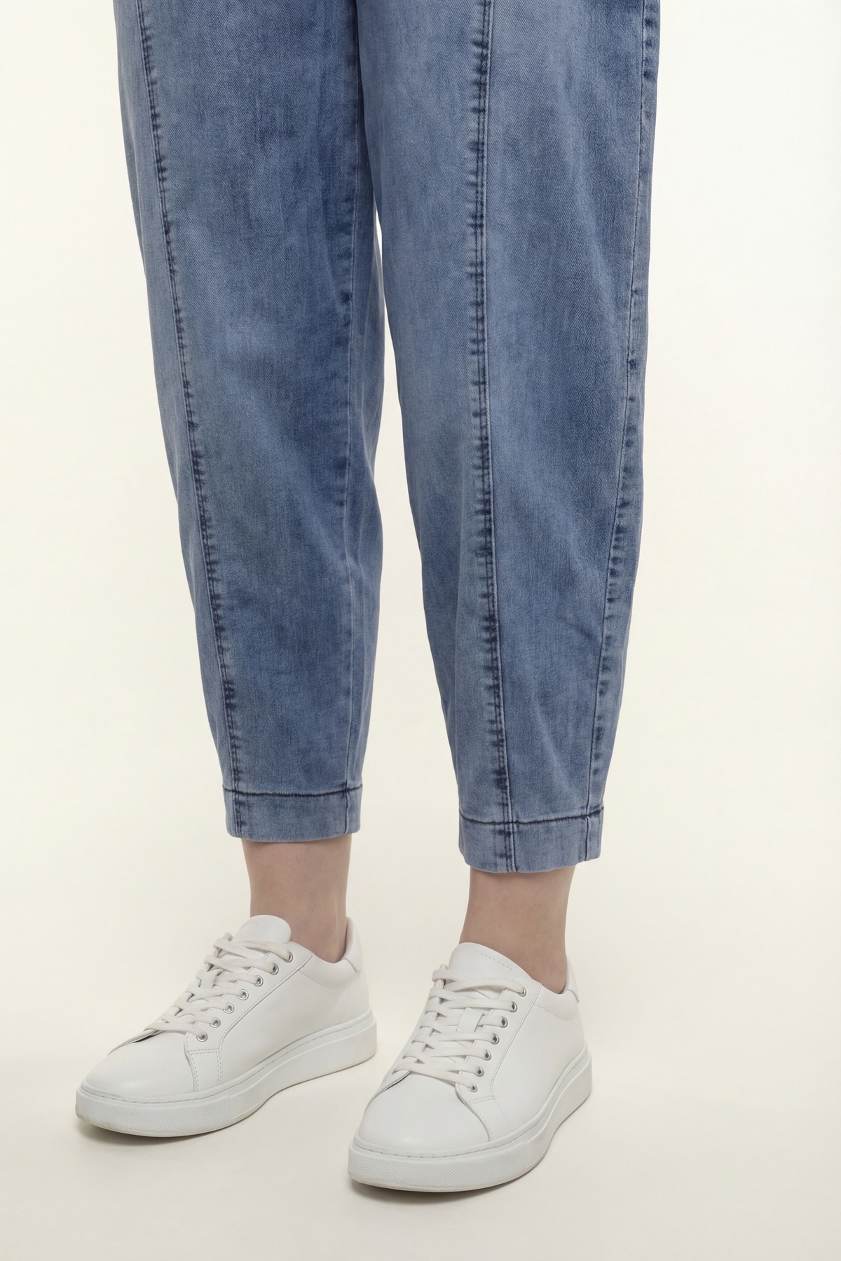 EXİTLİNE  Kadın Lacivert Sezonluk Beli Ribanalı Ve Lastikli Aksesaurlı Baggy Denim Pantolon - Görsel 4