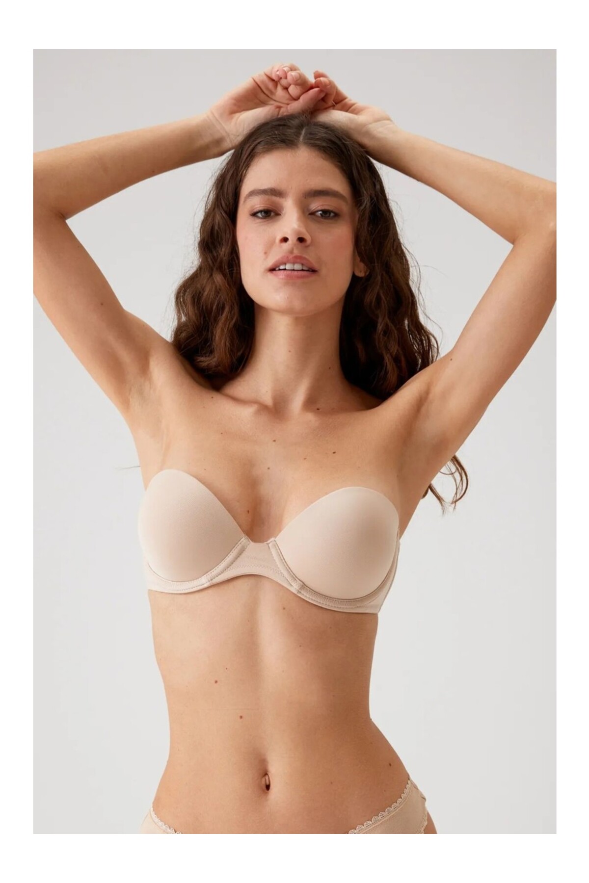 Çift Destekli - Double Push Up Straples Kaymaz Nurteks 1590 Sütyen BEJ