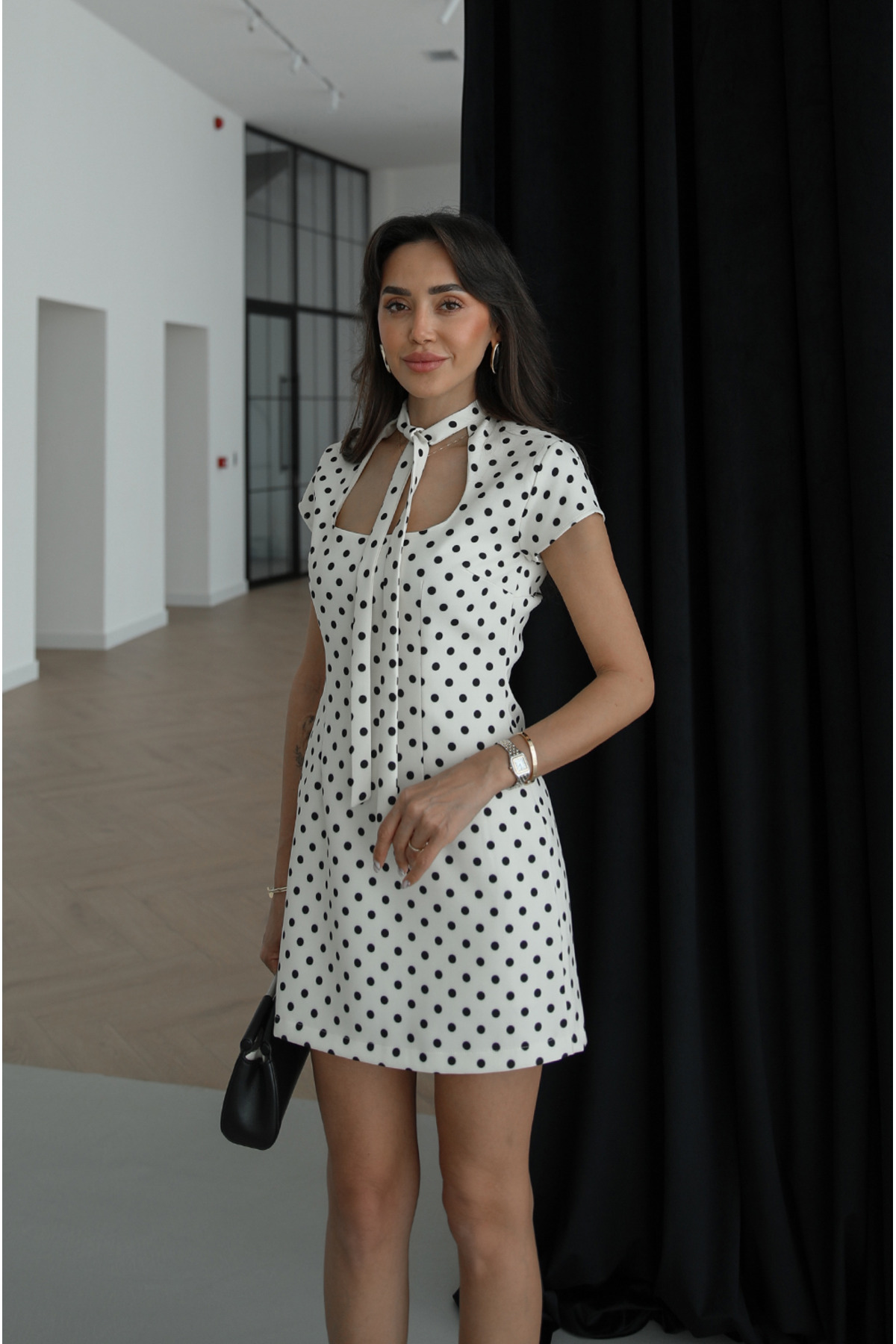 Havoş  Beyaz Puantiye Desenli Şortlu Elbise - Görsel 3