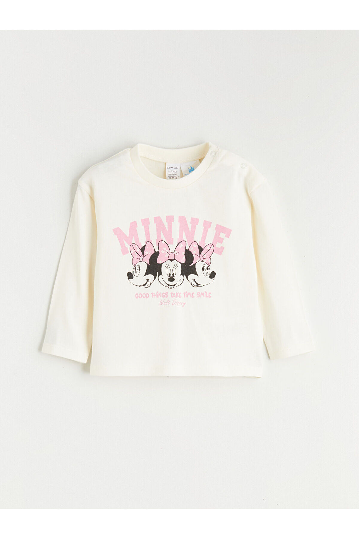 LC Waikiki Meral Collection Ekru Minnie Mouse Baskılı Kız Bebek Tişört ve Tayt fotoğrafı 2 (önizleme)