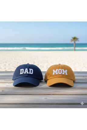 Betülce Mom Dad Yazılı Çift Şapka Seti – 2'Li Anne Baba Kombin Aile Şapkası- ...