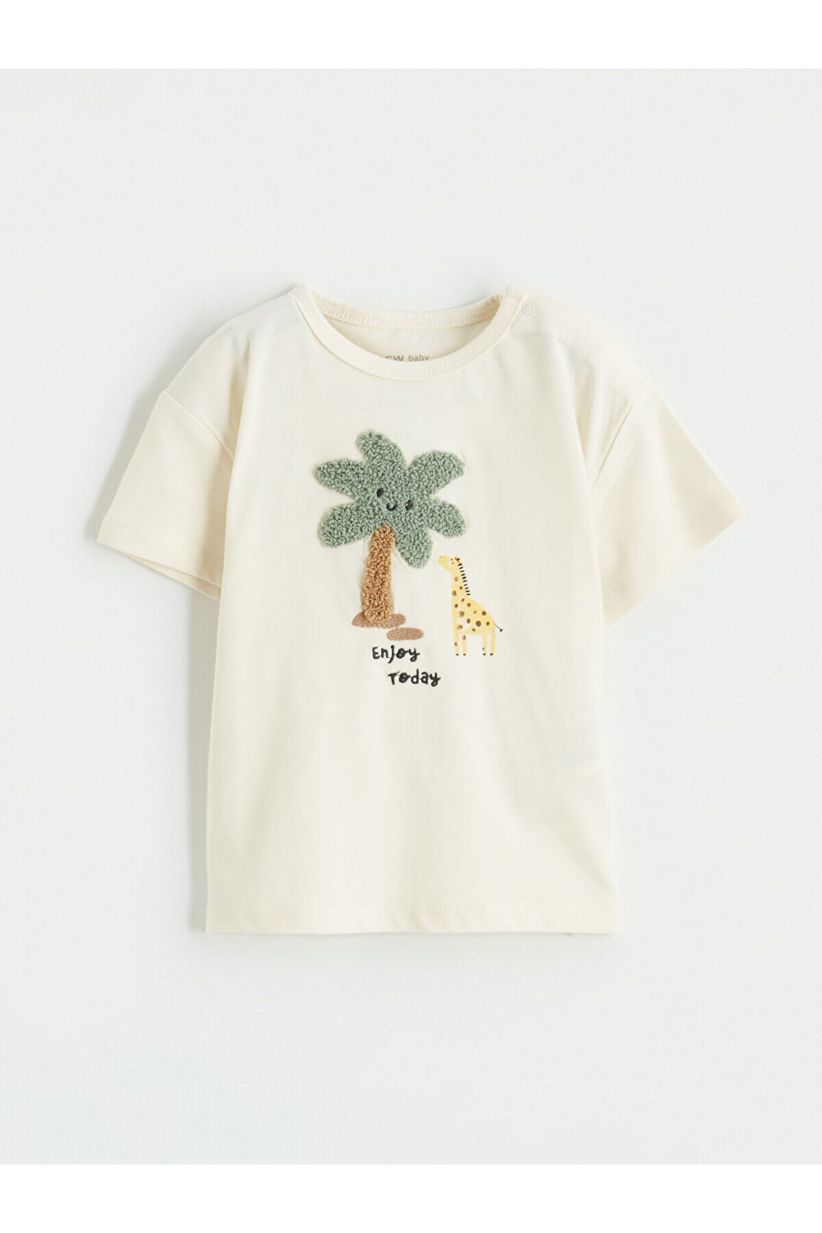 LC Waikiki Nevaa Collection Ekru Erkek Bebek Nakışlı Kısa Kollu Tişört ve Tayt fotoğrafı 2 (önizleme)