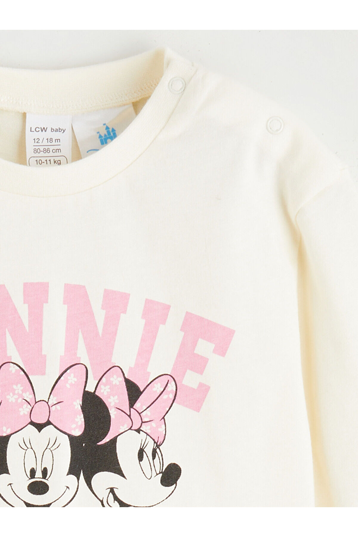 LC Waikiki Meral Collection Ekru Minnie Mouse Baskılı Kız Bebek Tişört ve Tayt fotoğrafı 3 (önizleme)