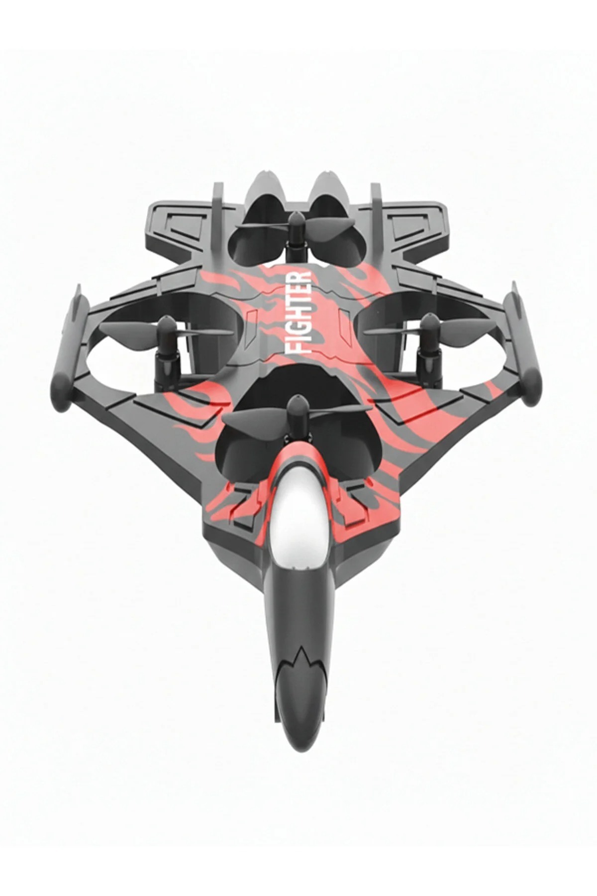 "Fighter Plane" drone with remote control, quadcopter fighter design, obstacle avoidance,red