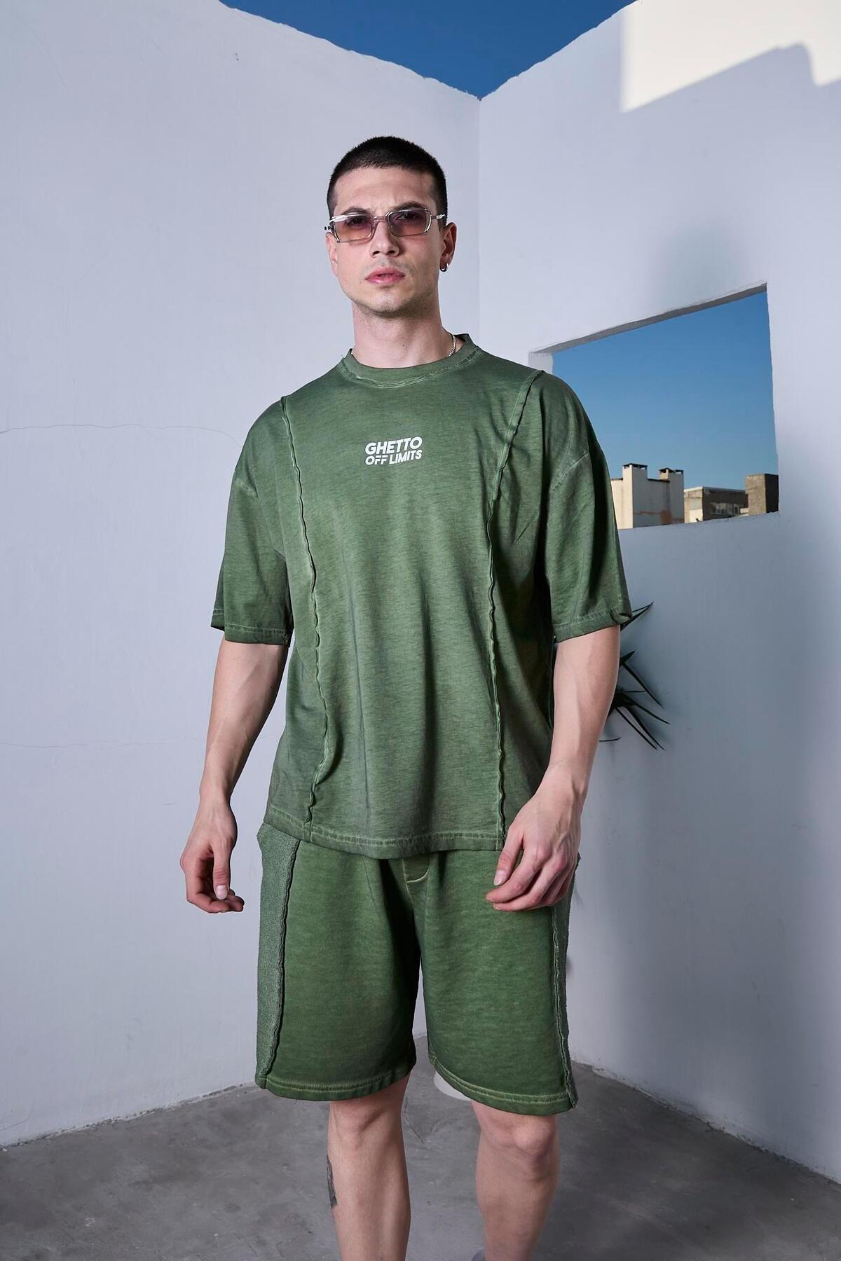 Ghetto off limits Oil Washed Reversible Green T-shirt - Fiyatı, Yorumları