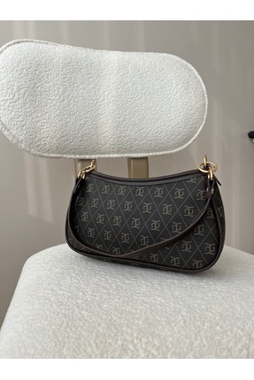 VELORELLA Farme monogram koyu kahve baget ve çapraz çanta