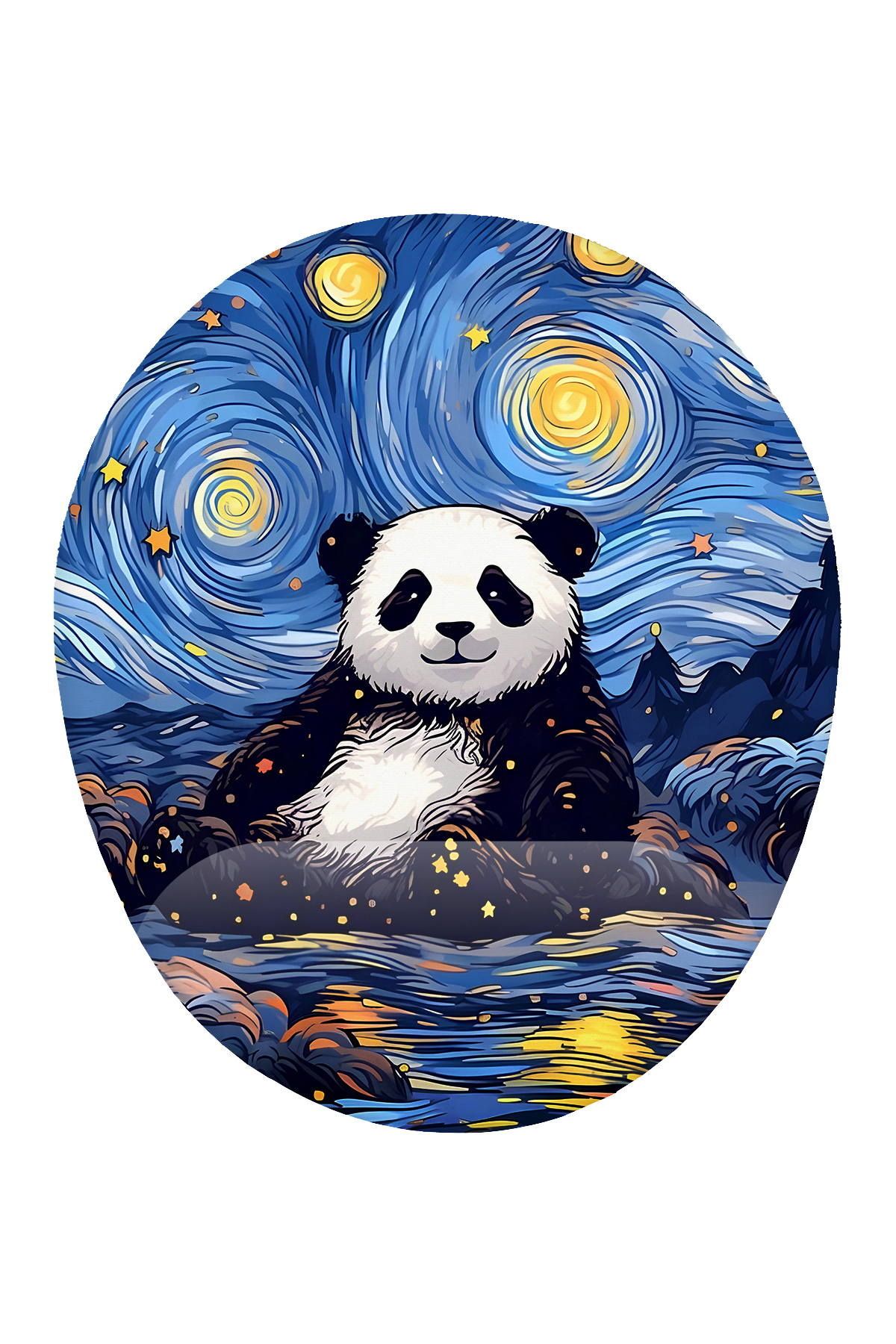 Van Gogh Panda Design Mouse Pad with Wrist Support Ergonomic Anti-Slip Base Mousepad Mouse Pad