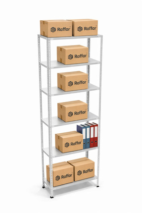 Raffar Galvaniz 6 Katlı Arşiv Raf Sistemi - Çelik Raf - Metal Raf 31x75xH200CM