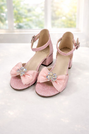 BEYAZ BEBE Kız Çocuk Pudra Parıltılı Ortapedik Abiye Ayakkabı