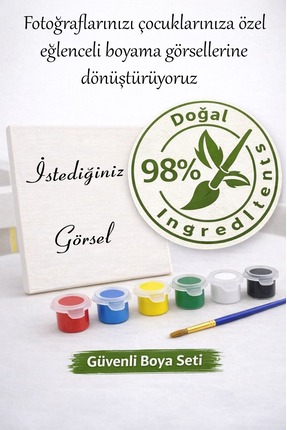 Alindero Çocuk boyama tuval seti KİŞİYE ÖZEL 6 lı akrilik boya + fırça + hazı...