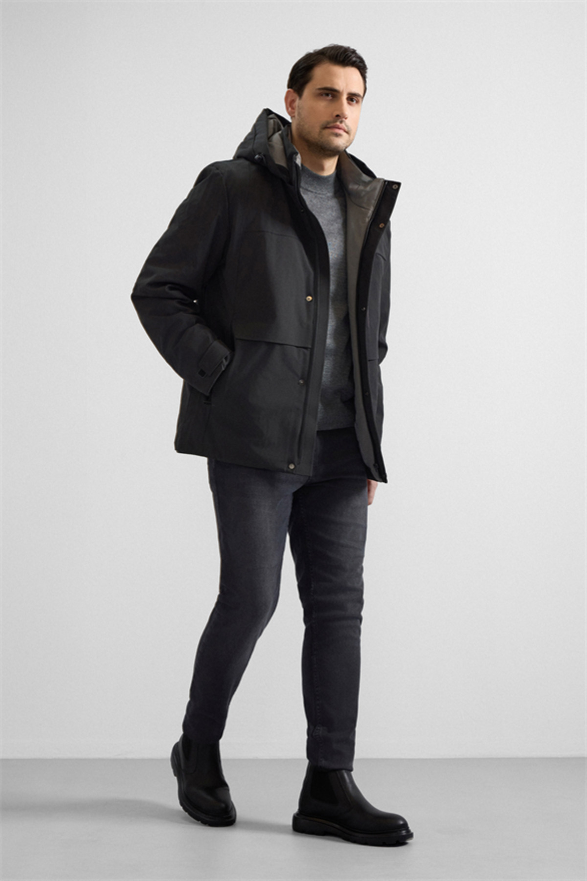 SÜVARİ  Siyah Slim Cepsiz Mont - Görsel 7