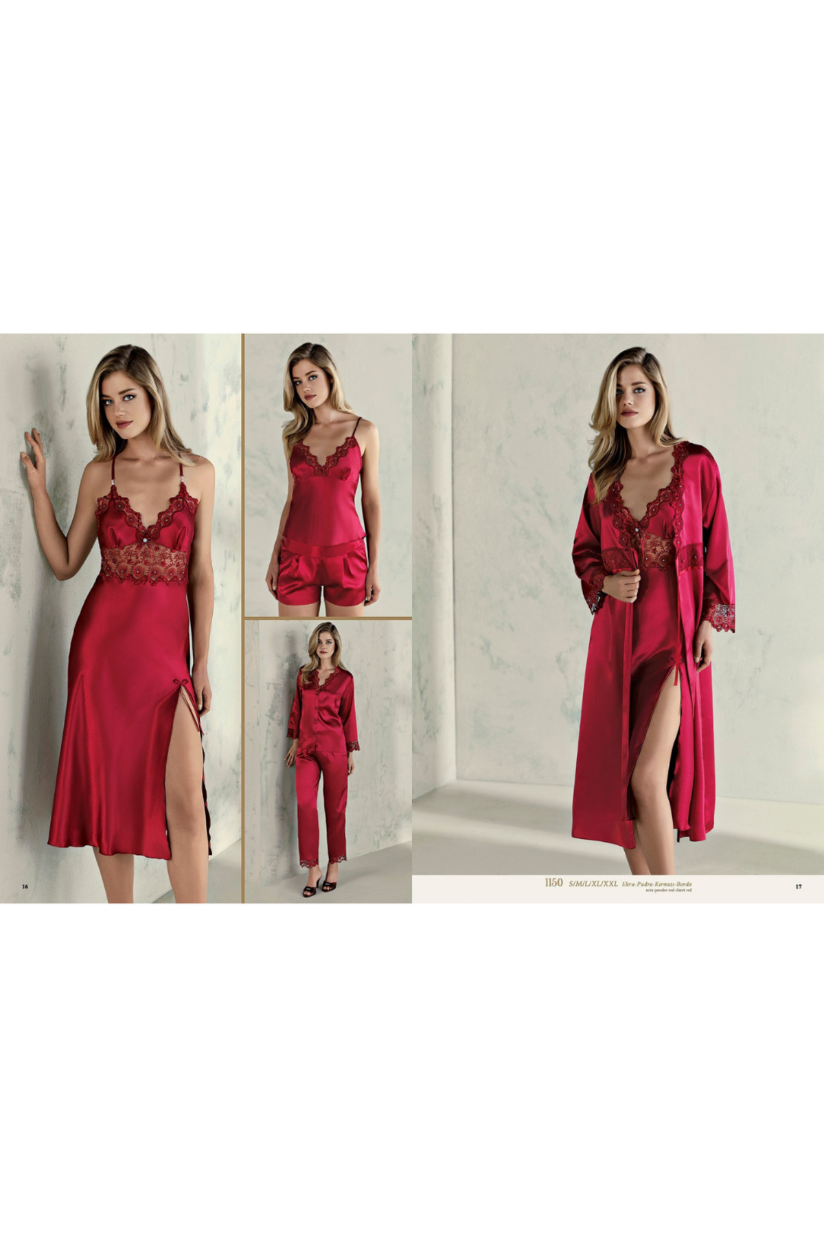 Espuar 1150 Kadın Ekru Çeyiz Seti Saten Gecelik Ve Sabahlık Takımı