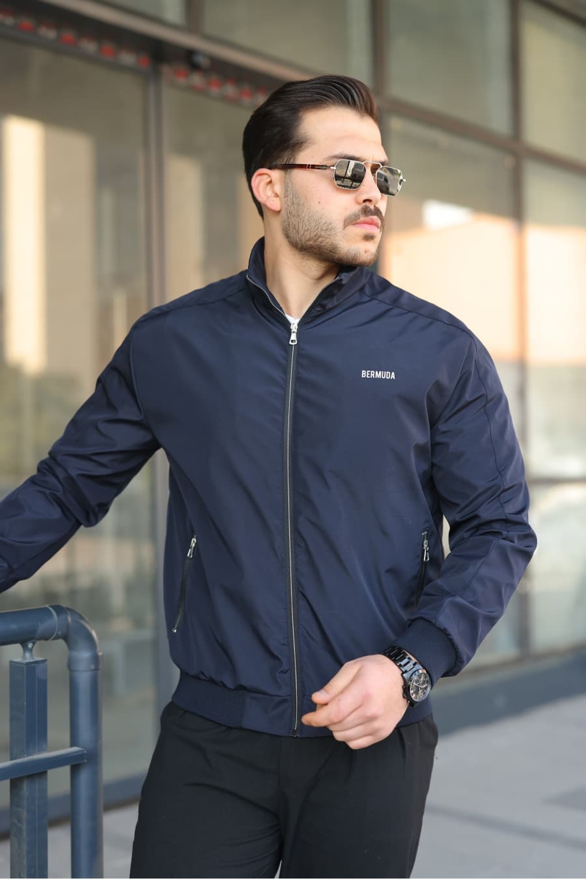 Bermuda Giyim  Erkek Lacivert Su İtici Mevsimlik Mont& Ceket - Görsel 3