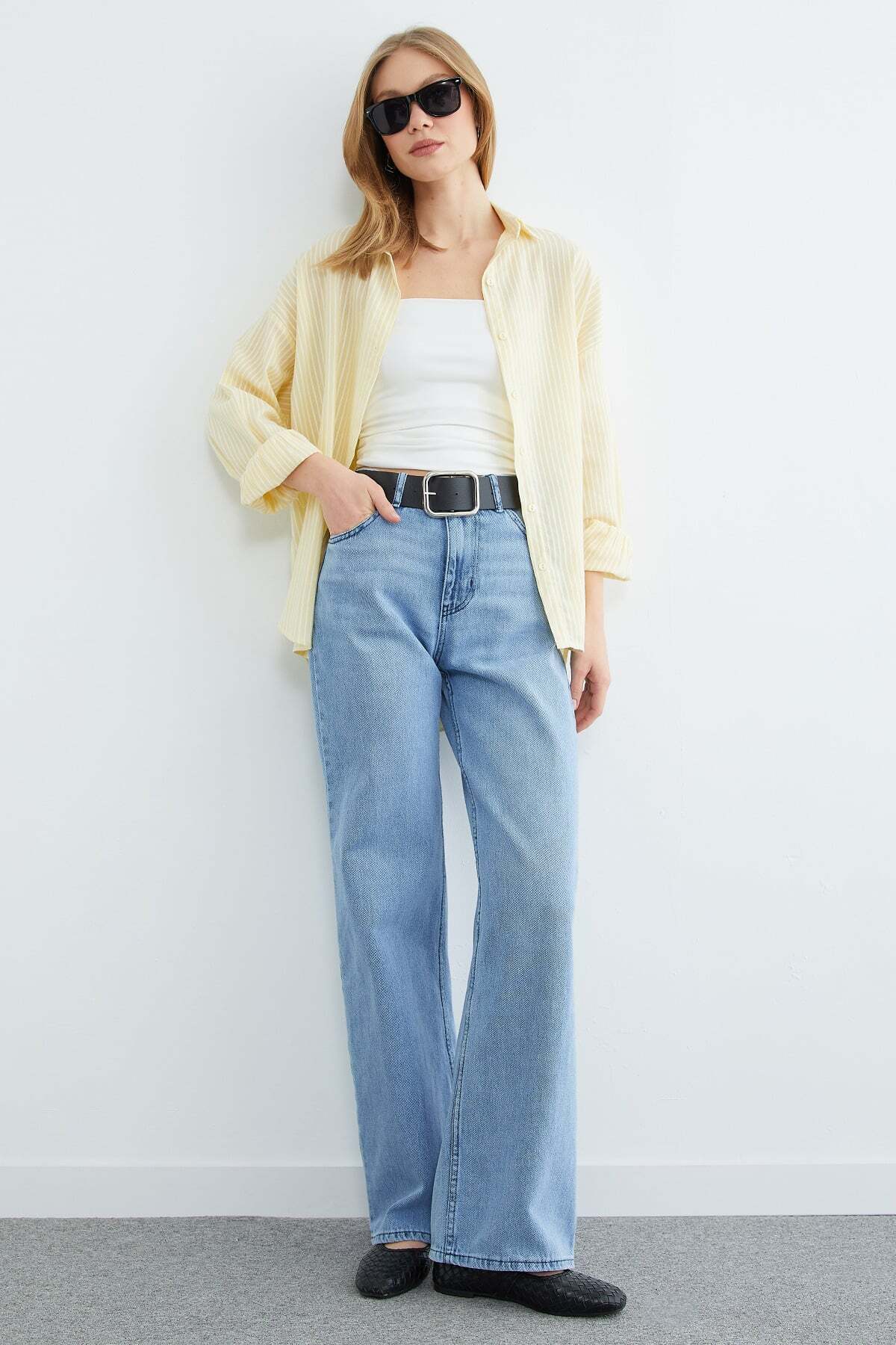 Fullamoda  Çizgili Arkası Uzun Oversize Gömlek - Görsel 2