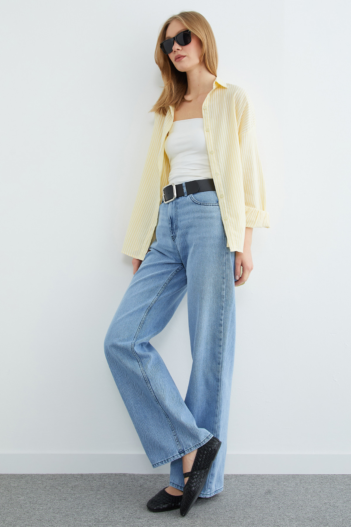 Fullamoda  Çizgili Arkası Uzun Oversize Gömlek - Görsel 4