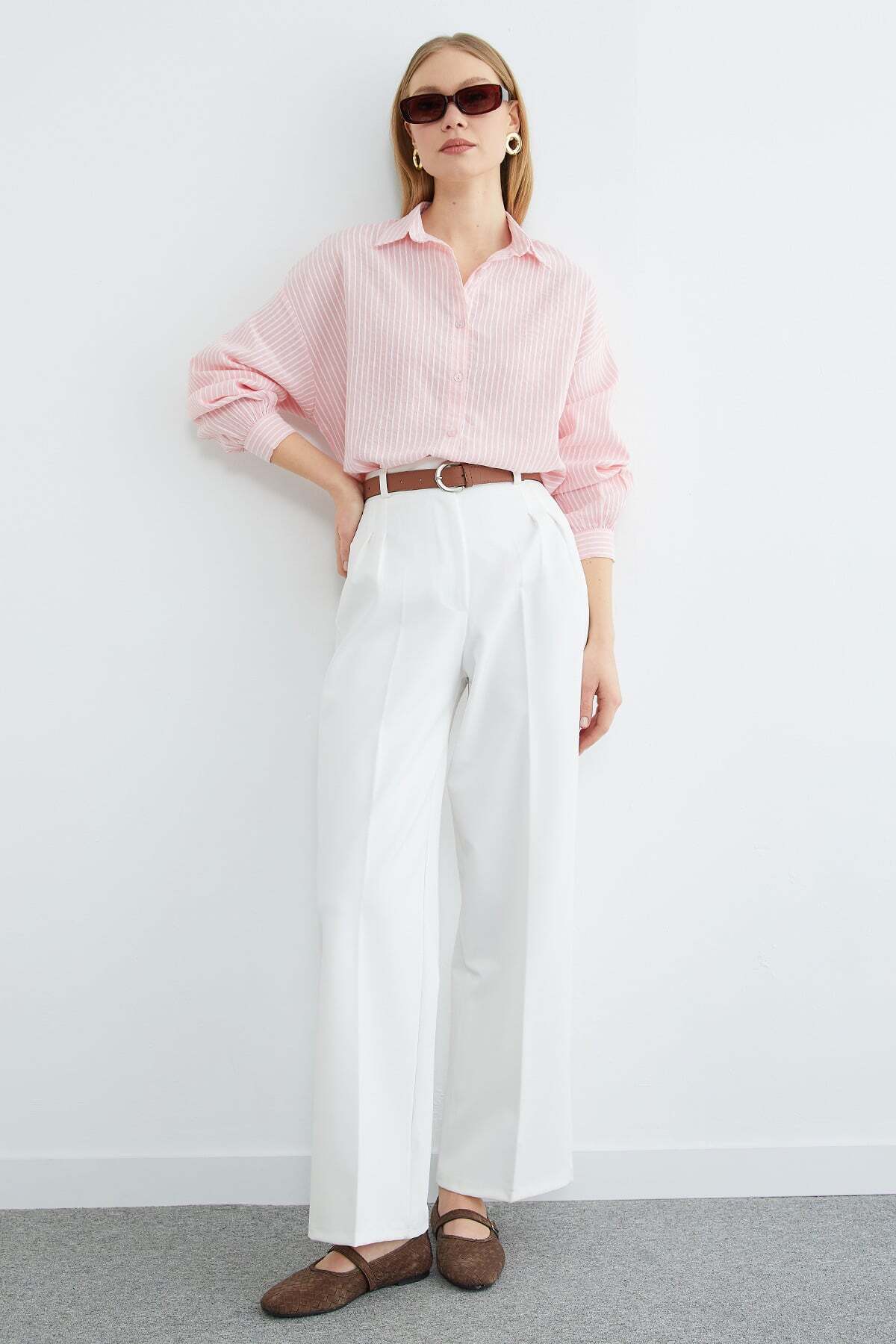 Fullamoda  Çizgili Arkası Uzun Oversize Gömlek - Görsel 3