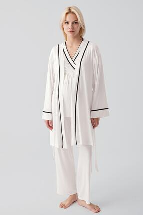 Artış Kısa Kollu Emzirme Bölmeli Ayarlanabilir Bel Esnek Viskoz Hamile Pijama...