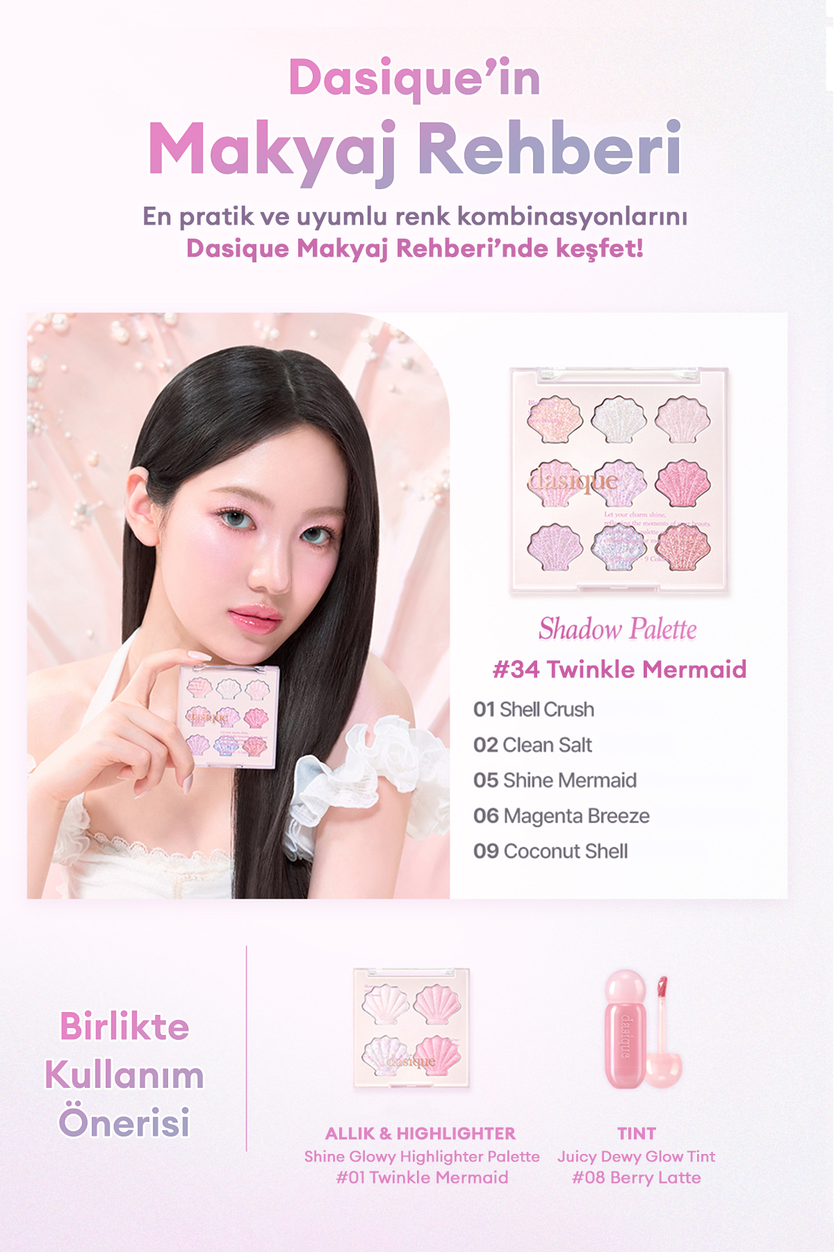پالت هایلایتر Shine Glowy شماره 01 Twinkle Mermaid - هایلایتر ژلی با درخشندگی چند بعدی — صورتی 9039 — تصویر 7 از 9