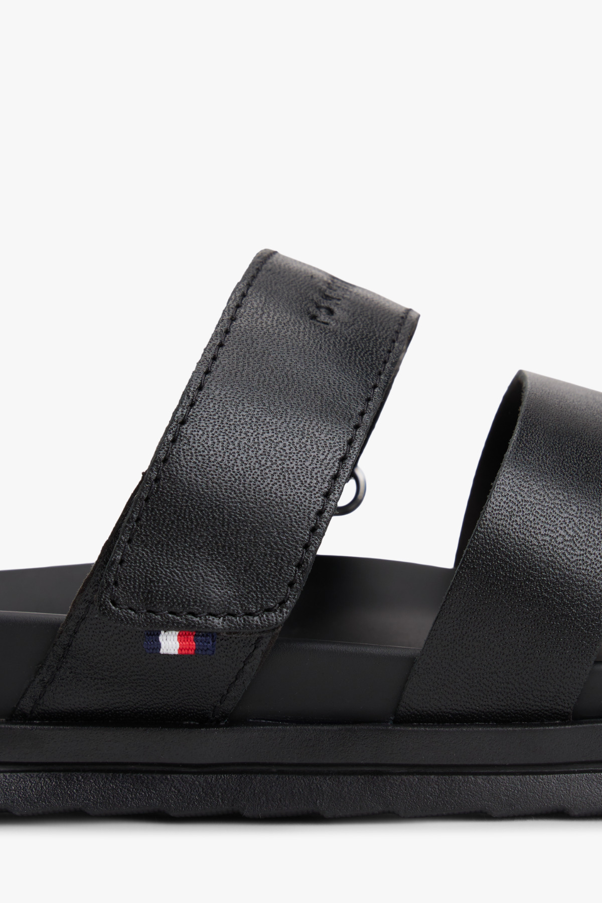 Tommy Hilfiger Erkek Ayarlanabilir Premium Siyah Deri Sandalet görsel 5