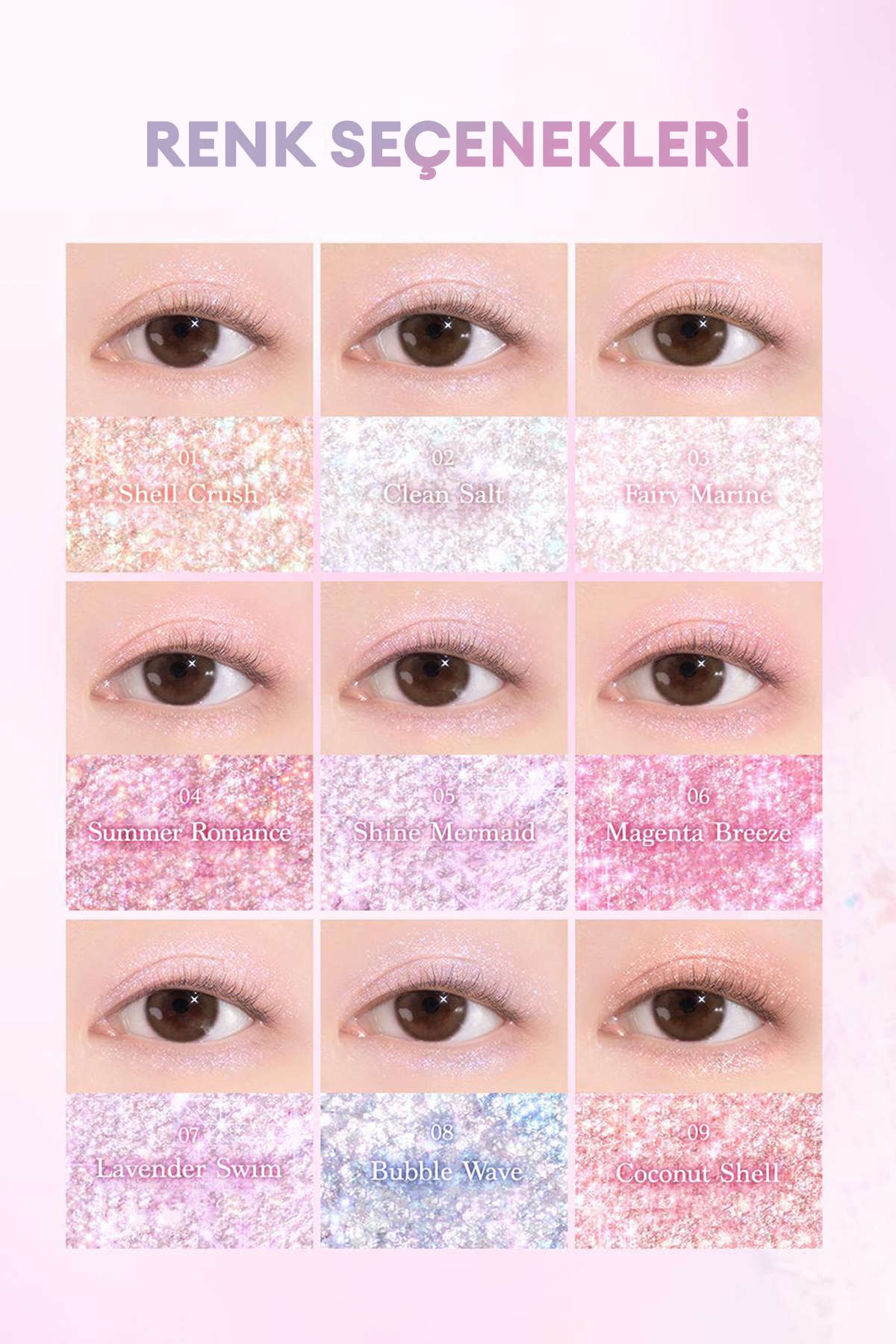 پالت سایه (شماره 34 Twinkle Mermaid) با ارائه گزینه‌های رنگی بسیار درخشان — صورتی 111647 — تصویر 4 از 9
