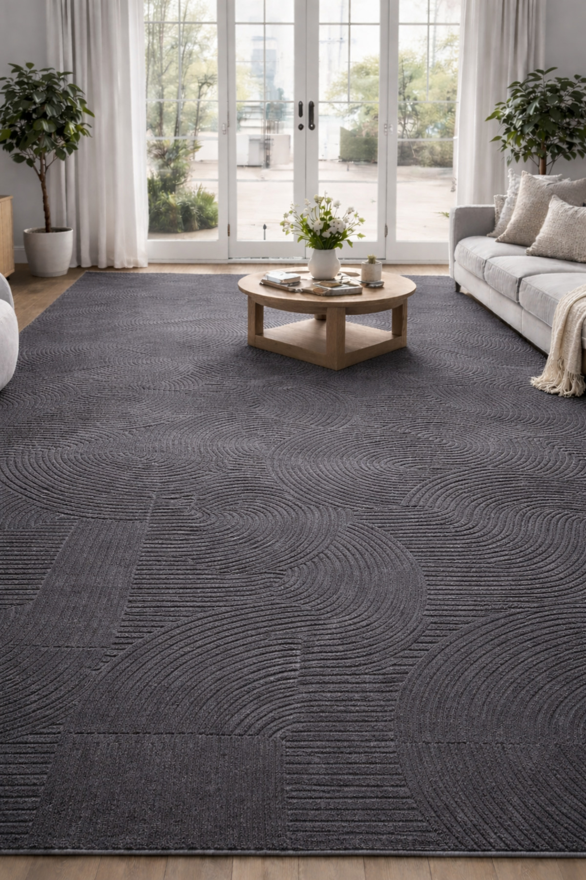Relief Joy Anti-Slip Floor Living Room Kitchen Corridor Carpet Runner Rug ANTHRACITE