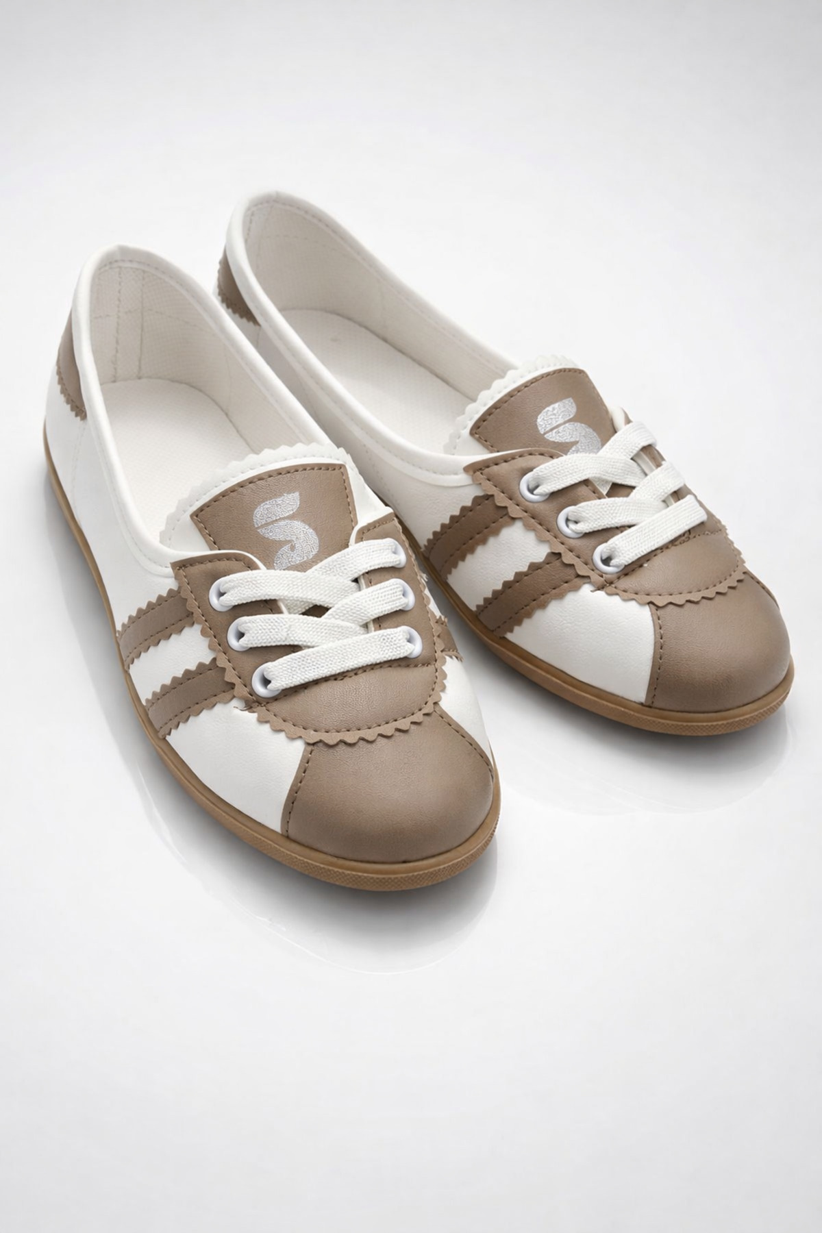 StWenn  Kadın Spor Ayakkabı Bağcıklı Günlük Rahat Retro Çizgili Babet - Görsel 6
