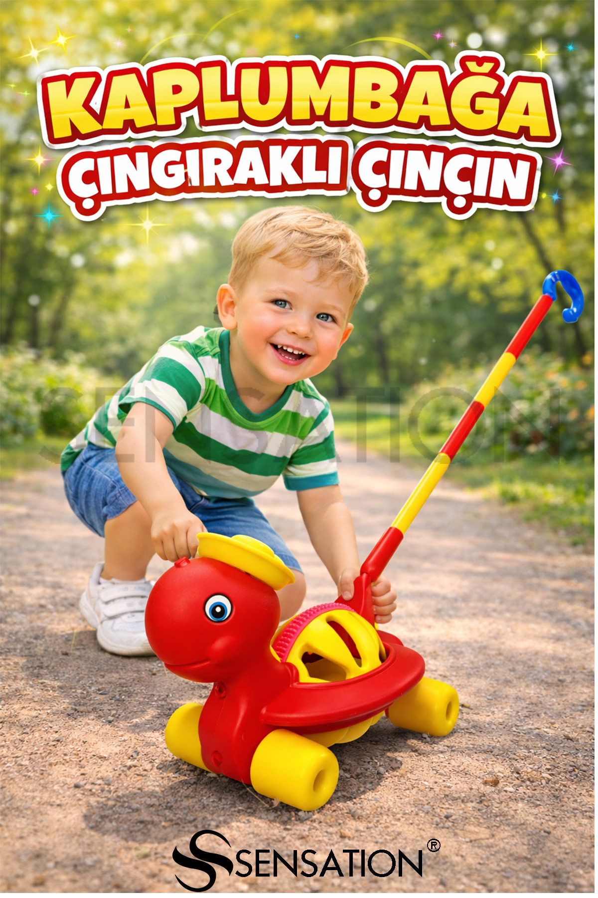 Turtle Çınçın Rattling Toy - Educational Walking Assisted Toy with Cane