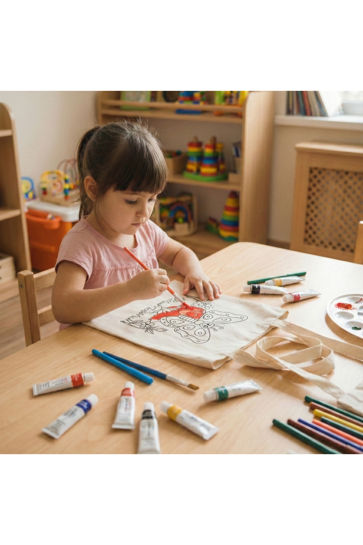 Cemira 5'li Paket Kelebek Boyanabilir Bez Çanta 35x40 cm - Çocuk Doğum Günü ve Sınıf Etkinlik Seti fotoğrafı 4 (önizleme)