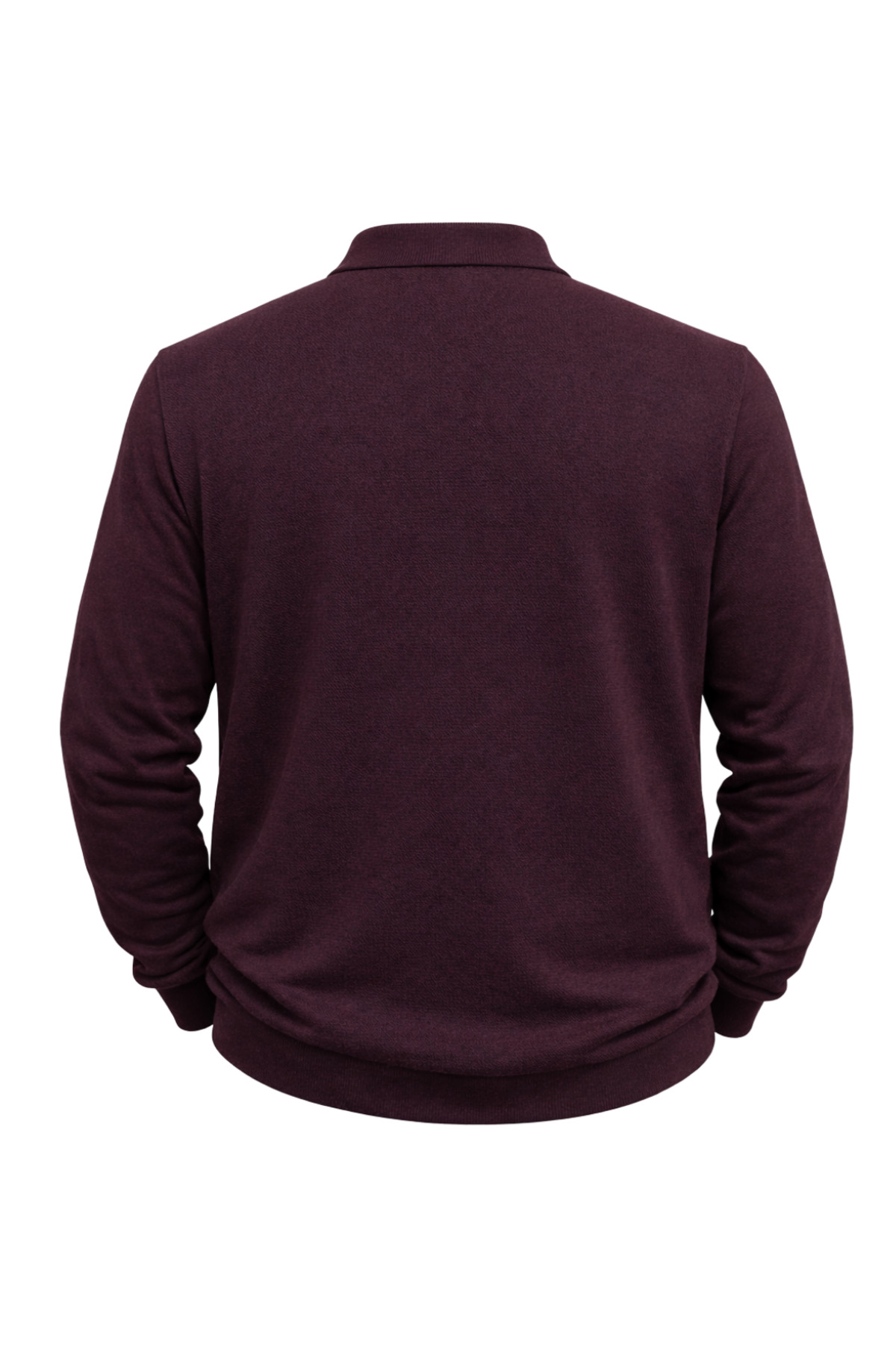 BattalModa Erkek Büyük Beden Bordo Polo Yaka Çizgili Fermuarlı Triko Kazak 3XL-4XL-5XL-6XL görsel 5