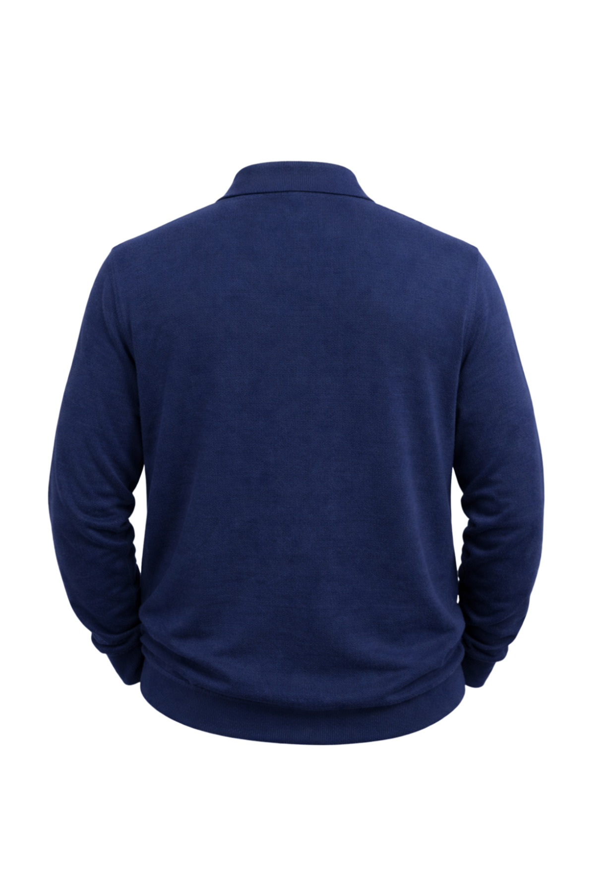BattalModa Erkek Büyük Beden Melanj Lacivert Polo Yaka Çizgili Fermuarlı Triko Kazak 3XL-4XL-5XL-6XL görsel 5