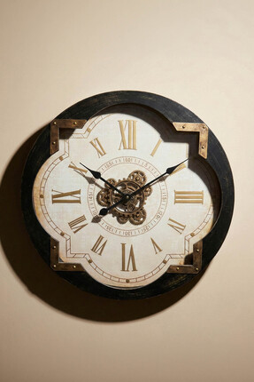 Perotti Waller v2 Çarklı Duvar Saati 64 Cm Endüstriyel Stil Siyah Gold Aktif ...