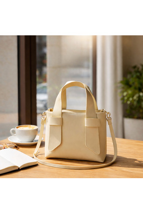VogueaStyle Krem Minimal El & Omuz Çantası