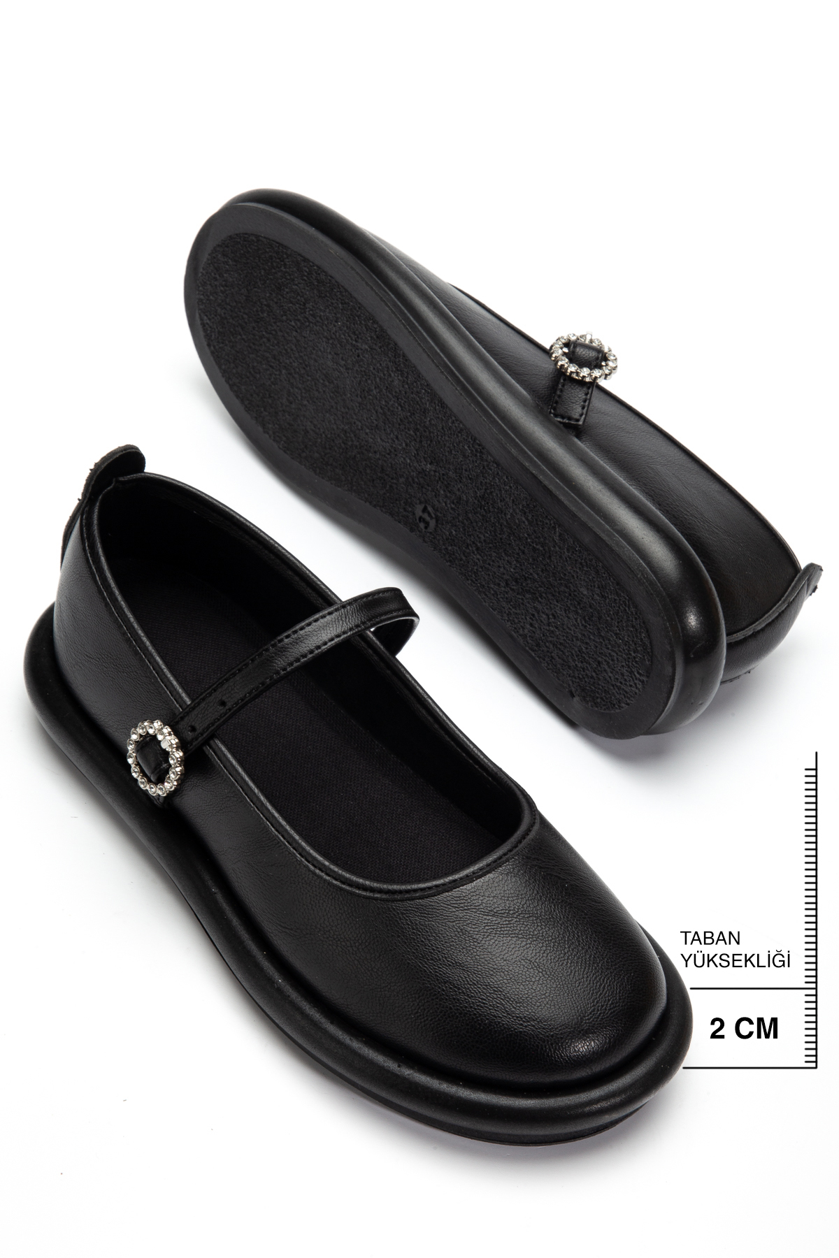 Sabella Moda  kadın Günlük Ayakkab Loafer Ortopedik Kalın Taban Taşlı toka rahat ve Şık 09999 Cilt