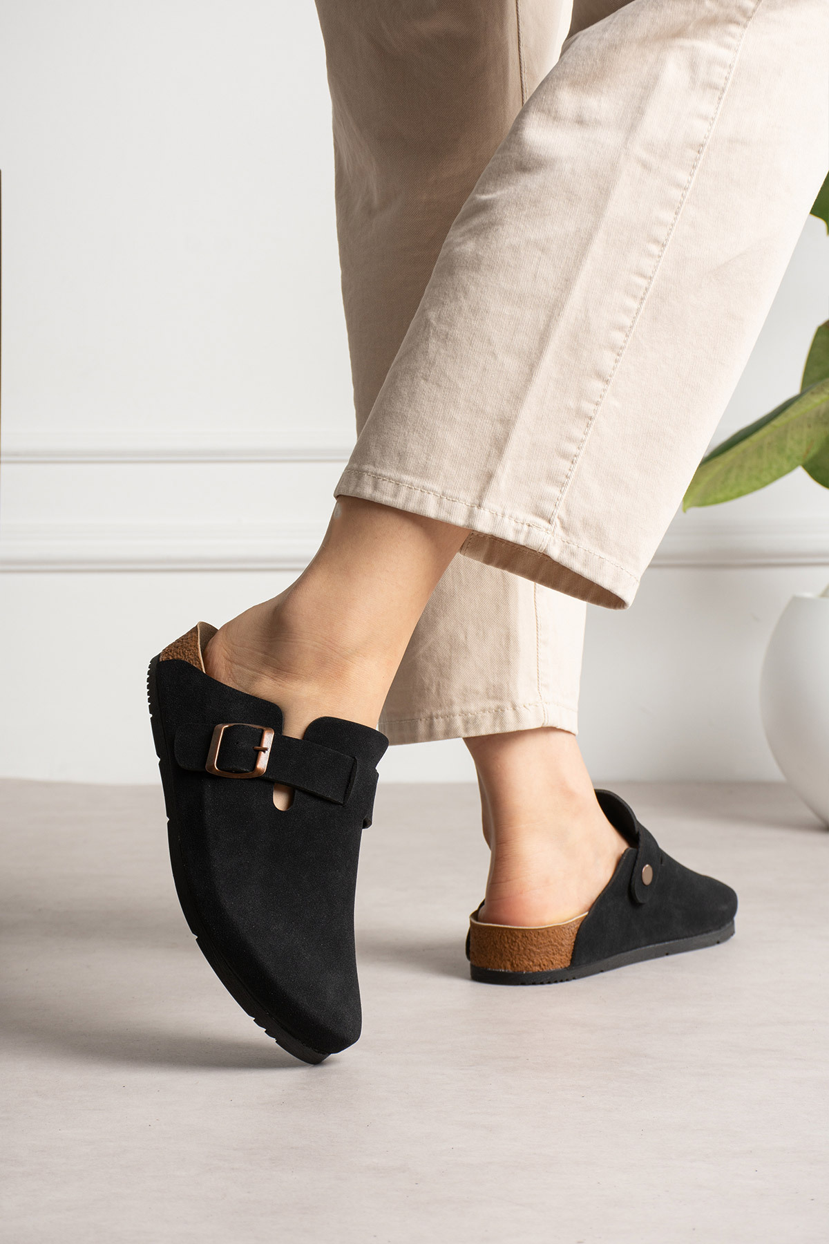 starmarj Unisex Önü Kapalı Tokalı Sabo Günlük Ev ve Dışarı Terliği görsel 3