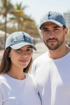 Aware Time Unisex Özle Yıkama Kot Kep Şapka