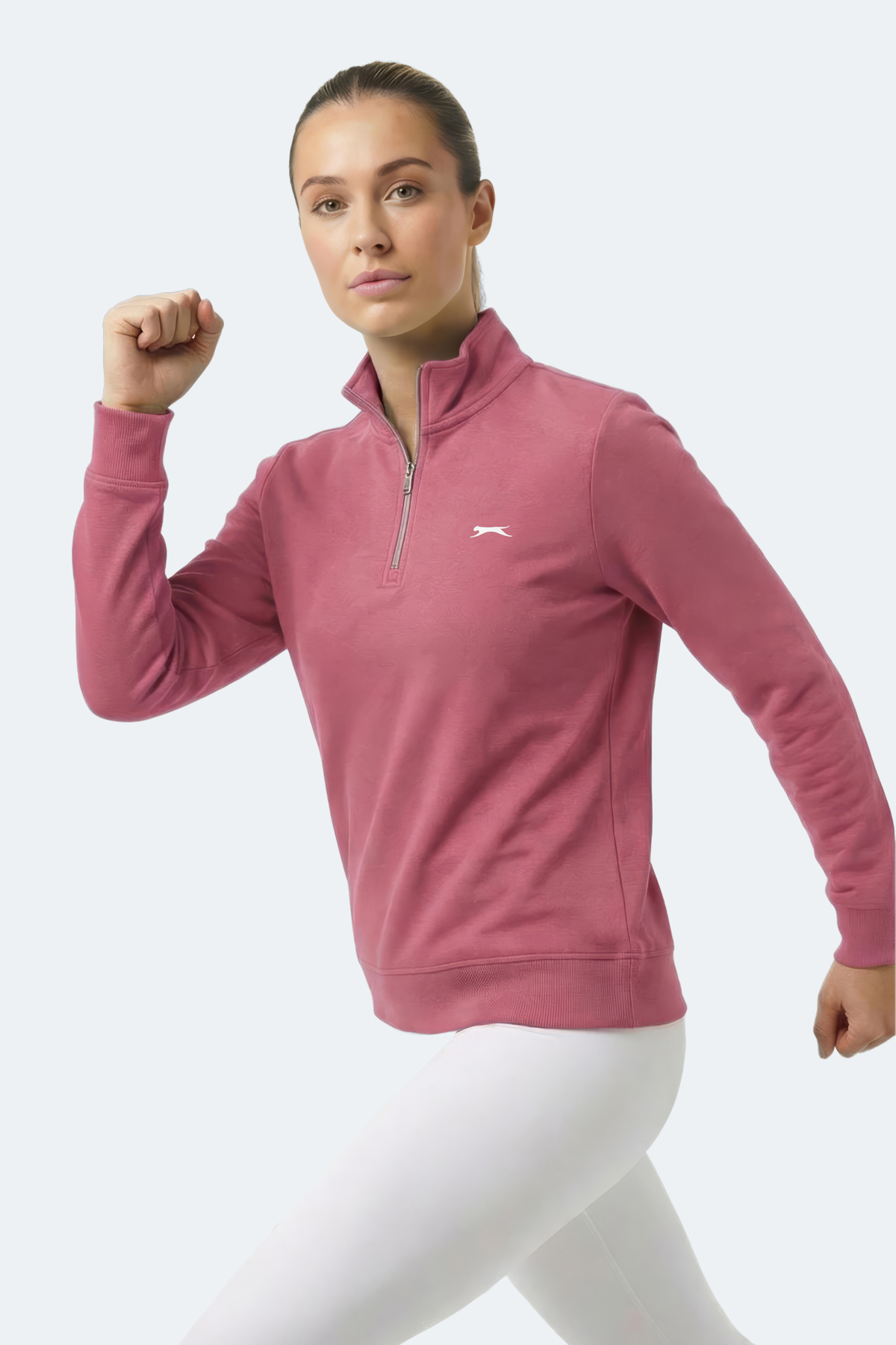 Slazenger MAXIS I Kadın Dik Yaka Fermuarlı Pembe Sweatshırt görsel 6