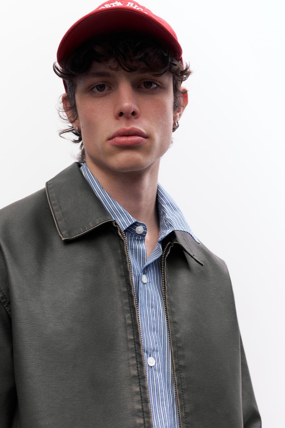 Pull & Bear  Yıkanmış suni deri ceket - Görsel 7