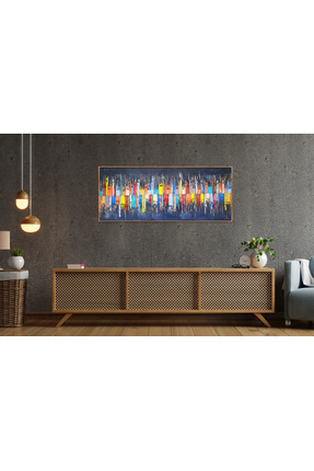 Galeri Mavi “Yansımalar” Özgün Soyut Akrilik Tablo | 50x120 cm | Çerçevesiz |...