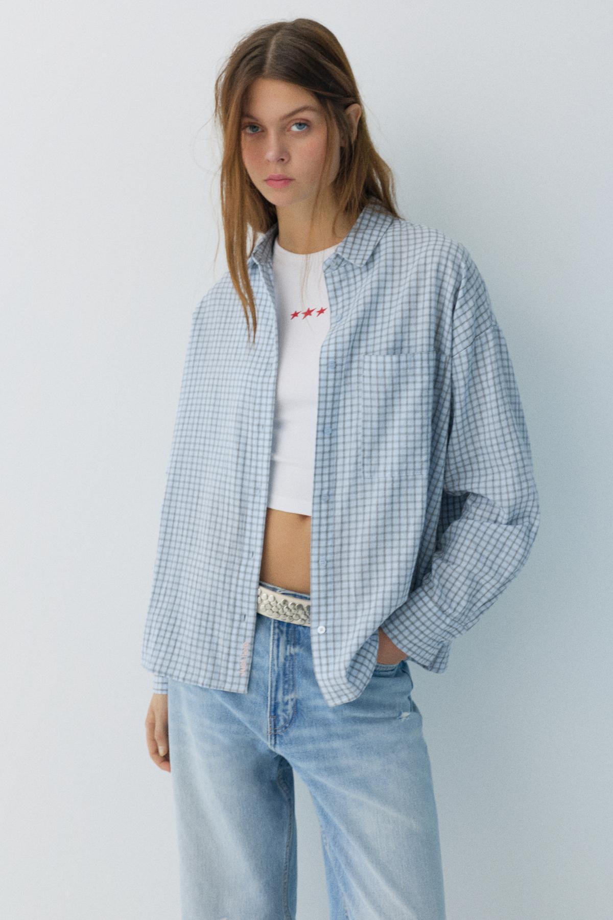 Pull & Bear  Kareli cepli gömlek - Görsel 2